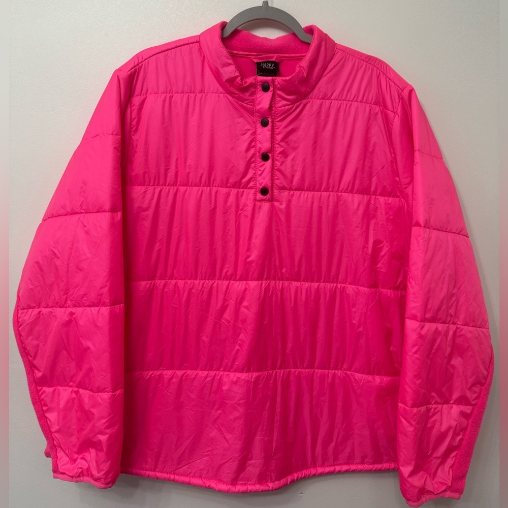 Happy Camper by Torrid Neon Pink Puffer Fleece Pullover Jacket - Picture 4 of 10